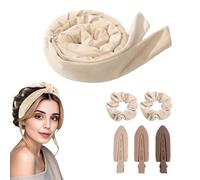 VYNZOR 3 sets de rizadores sin calor, banda rizadora de coral suave, kit rizador DIY para rizos duraderos, rizadores para uso nocturno, rizadores para cabello largo (Beige)