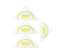 VYNZOR 4 piezas Transportador de ángulos marino, transportador triangular flexible de plástico transparente, escuadra y transportador sin bisel, transportador de ángulos escolar, adecuado para