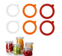 VYNZOR 6 Pcs Junta de Silicona de Repuesto,sellos de silicona,Junta de Goma Hermética reutilizable para Tapa de Tarro Mason,Gomas para Tarros de Cristal Sellos de Goma Reutilizables A Prueba de Fugas