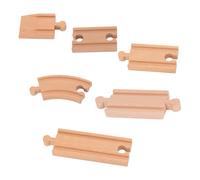 VYNZOR 6 Piezas Juego de Vías de Tren de Madera,Tren Juguete Accesorios para pistasConstruir Su Propio Ferrocarril,Compatible con Las Principales Marcas de Trenes de Juguete,Amplia Selección de Carril