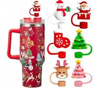 VYNZOR 6 Unidades Accesorios para Stanley Cup, Tapas para Pajitas de Navidad de Silicona, Cubierta Anti-Polvo Reutilizable, Ajuste Perfecto para Tazas Stanley 30 y 40 Oz