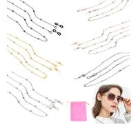 VYNZOR Cadena de Gafas Mujer 6 Piezas Cordones de Gafas de Metal Colgante Retenedor Soporte Antideslizante para Lectura Alrededor del Cuello Hombres Señoras Plata Oro Rosa