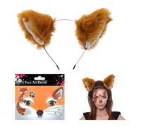 VYNZOR Diadema de Zorro con Orejas y Tatuajes Faciales para Niños/Niñas - Divertido Disfraz Animal para Carnaval y Fiestas - Accesorio de Fantasía Infantil con Diseño Encantador