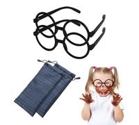 VYNZOR Gafas sin Graduación para Niño 2 Pares con Funda de Almacenamiento - Montura Negra sin Marco Material PP - Accesorio Perfecto para Disfraces de Carnaval y Fiestas Infantiles
