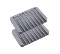 VYNZOR Pack de 2 Cajas para Jabón, Jaboneras de Baño con Drenaje de Agua, para Encimera, Viaje o Piscina, Material Silicona Blando, Ahorra Espacio, Gris