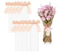 VYNZOR Paquete de 10 tarjetas de lugar acrílicas con cintas, letreros de boda en blanco, letreros reservados para número de mesa, etiqueta de asiento de silla, cena, color Transparente