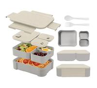 Vyranut Fiambrera Bento 3-en-1 1760ml - Lunch Box Modular Hermética y Antifugas para Niños, Sin BPA, Apta para Microondas y Lavavajillas con Cubiertos (Gris)