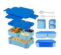 Vyranut Fiambrera Bento 3-en-1 1760ml - Lunch Box Modular Hermética y Antifugas, Sin BPA, Apta para Microondas y Lavavajillas con Cubiertos (Azul)