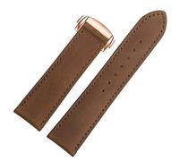 VYSLZ Banda de reloj de cuero genuina para Hamilton Kaqi Aviation Aviation Frosted Pleging Buckle Ratch de 20 mm 22 mm Coraja(Brown-rosegold,20mm)