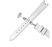 VYSLZ Banda de reloj de cuero genuino de vaca para 1853 T094210 Mujeres Correas de vigilancia Pulsera 12 mm con stee inoxidable Butterfly Curo(White B,Gold clasp)