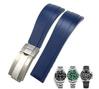 VYSLZ Correa de reloj de goma de 20mm y 21mm para Rolex Daytona Submariner GMT Yacht-Master OYSTERFLEX, pulseras con hebilla desplegable de silicona(Blue Glossy clasp,21mm)