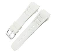 VYSLZ Correa de reloj de goma de 20mm y 25mm para Richard Spring Bar, correa de silicona para reloj deportivo Mille, pulsera impermeable suave(White pin buckle)