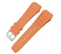 VYSLZ Correa de reloj de goma de 20mm y 25mm para Richard Spring Bar, correa de silicona para reloj deportivo Mille, pulsera impermeable suave(Orange pin buckle)