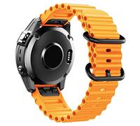 VYSLZ Correa de silicona Ocean de 22 mm y 26 mm para Garmin Approach S62, Fenix 5x, 5Plus, Fenix 6x, 6Pro, Fenix 7x, Intinct 1, 2, pulsera de ajuste rápido, correas de reloj D2.(Orange,22mm)