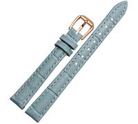 VYSLZ Para cualquier banda de reloj de cuero de marca para niñas y alumnos de grano de cocodrilo Band 10 12 14 16 18mm Negro marrón rojo blanco Correa azul(Sky Blue-rose gold,12mm)