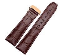 VYSLZ Primera capa Correa de piel de ternera para MAURICE LACROIX Bandas de cuero genuinas de la vaca Eliros Watchband 20 mm 22 mm con hebilla plegable(Brown rose gold,20mm)