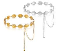 Vyuwast 2 cinturones de concho de metal occidental, cadena de concho vaquera para mujer, cinturón de cadena de margaritas huecas, cadenas de cintura bohemias, traje de concierto de campo para vestidos