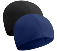 Vyuwast 2 gorros de natación de tela de poliéster para adultos y adolescentes, cómodos gorros de natación ligeros, súper elásticos, sin tirones, para cabello largo y corto
