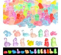 Vyuwast 70 mini dinosaurios de resina, 14 estilos, animales de resina luminosa que brillan en la oscuridad, mini dinosaurios para fiesta de cumpleaños, paisaje en miniatura, Pascua, decoración de
