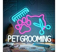VYXIN Cartel de neón para peluquería de animales, cartel LED para cuidado de animales, letrero LED para salón de peluquería canina, publicidad luminosa para la decoración de lugares como salón de