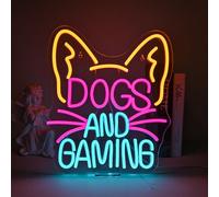 VYXIN Letrero de neón de juego de perro, placa LED de perro, decoración de habitación de juegos para perros, regalos para hombres, regalo para cumpleaños de mujeres, luces de neón para decoración de