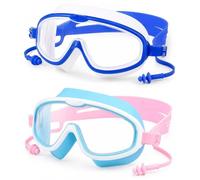 VyxStelyndric 2 Pcs Gafas de Natación Infantiles de Marco Grande, Gafas de Natación, Visión Clara Antivaho, Protección UV, Anillo de Sellado de Silicona, Neutras, Adecuadas para 3-12Años