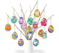VyxStelyndric Llaveros de Pintura de Diamantes Pascua - 15 Piezas 5D DIY Diamante Pintura Keychain Colgante Kit Easter Conejito Diamond Art Painting Punto Cruz Arts Crafts Completo Key Ring para Niña