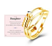 VYYU Anillos antiestrés para hija, anillo de ansiedad para hija, regalo para aliviar el estrés, con tarjeta inspiradora, cumpleaños, Navidad, Oro amarillo