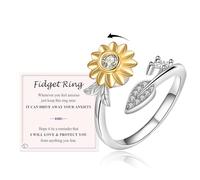 VYYU Anillos antiestrés para mujeres, hombres, niñas, niños, regalos de ansiedad con girasol giratorio y hoja, regalos para aliviar el estrés con tarjeta inspiradora para hija, amigos, cumpleaños