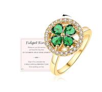 VYYU Anillos para ansiedad para mujeres, hombres, niñas, niños, regalos de ansiedad con dije giratorio de cristales redondos, alivia el estrés con tarjeta inspiradora para hija, amigos, cumpleaños