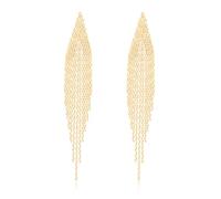VYYU Pendientes de oro para mujer, aretes largos con borlas, chapados en oro, hipoalergénicos, delicados regalos especiales para Navidad, cumpleaños, día de San Valentín, Oro amarillo, Sin piedra