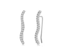 VYYU Pendientes de plata para mujeres y adolescentes, aretes trepadores de circonita cúbica, hipoalergénicos, aretes de joyería para mujer, regalos de Navidad y cumpleaños, Oro blanco Circonita cúbica