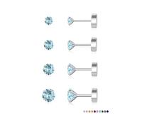 VYYU Pendientes de plata para mujeres y niñas, 4 pares de aretes de titanio de 2/3/4/5 mm con parte trasera de rosca, hipoalergénicos, para cartílago hélice, joyas, regalos de Navidad y cumpleaños