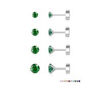 VYYU Pendientes de plata para mujeres y niñas, 4 pares de aretes de titanio de 2/3/4/5 mm con parte trasera de rosca, hipoalergénicos, para cartílago hélice, joyas, regalos de Navidad y cumpleaños