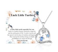 VYYU Regalos de tortuga de la suerte para mujeres, niñas, adolescentes, collar de tortuga marina con colgante de corazón, regalos de buena suerte con tarjeta para mamá, hija, hermana, esposa, playa