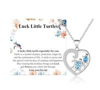 VYYU Regalos de tortuga de la suerte para mujeres, niñas, adolescentes, collar de tortuga marina con colgante de corazón, regalos de buena suerte con tarjeta para mamá, hija, hermana, esposa, playa