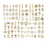 VYZUTR Colgantes Mixtos en Gold, 100 Unidades, Colgantes para Collares y Pulseras, Manualidades, estética Vintage, Pulsera y Pendientes, Dorado-D