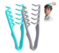 VZU 2 peines de textura para hombres, peine quad, diseño coreano ABS, estilo de volumen, para hombres y mujeres, para levantar las raíces del cabello, cubierta de flequillo y cuidado de costuras, gris