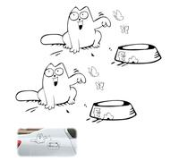 VZU Juego de 2 pegatinas de vinilo para tapa de depósito de Simon's Cat, diseño divertido de gato con mariposas, para coche, ordenador portátil, ventana, tanque (13 x 23 cm)
