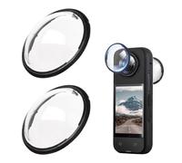 VZU Juego de 2 protectores de lente para Insta360 X4 - 3D giratorias 3D, vidrio templado resistente a los arañazos, filtro UV, fácil montaje, a prueba de salpicaduras, accesorios de cámara
