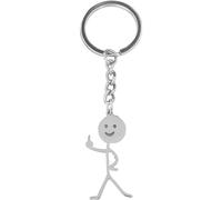 VZUHSW 1 PCS Divertido Smiley Face Figura lenguaje de signos llavero dedo Stickman Lindo Tendencia Bolsa Coche Llave Colgante Pareja Regalo Llavero, A