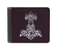 VZXATYOP Cartera Corta Bifold Cuero PU Martillo de Thor para Hombre, Billetera Durable de Gran Capacidad, Monedero Card Ligero Slim Novelty con Divisor de Billetes (Color : A15, Size : 12x10cm)