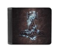 VZXATYOP Cartera Corta Bifold Cuero PU Martillo de Thor para Hombre, Billetera Durable de Gran Capacidad, Monedero Card Ligero Slim Novelty con Divisor de Billetes (Color : A4, Size : 12x10cm)