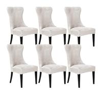 VZXATYOP Funda De Terciopelo For Sillón Orejero Elástica Suave Y Lavable For Sillas De Comedor Laterales Orejeras Protector De Tapicería Extraíble For Sala De Estar(White,Set of 6)