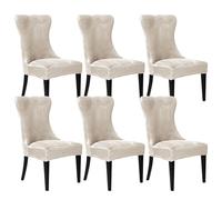 VZXATYOP Funda De Terciopelo For Sillón Orejero Elástica Suave Y Lavable For Sillas De Comedor Laterales Orejeras Protector De Tapicería Extraíble For Sala De Estar(Beige,Set of 6)