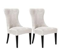 VZXATYOP Funda De Terciopelo For Sillón Orejero Elástica Suave Y Lavable For Sillas De Comedor Laterales Orejeras Protector De Tapicería Extraíble For Sala De Estar(White,Set of 2)