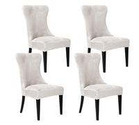 VZXATYOP Funda De Terciopelo For Sillón Orejero Elástica Suave Y Lavable For Sillas De Comedor Laterales Orejeras Protector De Tapicería Extraíble For Sala De Estar(White,Set of 4)