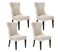 VZXATYOP Funda De Terciopelo For Sillón Orejero Elástica Suave Y Lavable For Sillas De Comedor Laterales Orejeras Protector De Tapicería Extraíble For Sala De Estar(Beige,Set of 4)