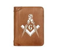 VZXATYOP Masones de Cuero Genuino Trifold Slim Carteras, Múltiples Bolsillos de Vendimia Corta Billetera, Francmasonería AG de Lujo Regalo Cartera Monedero para Hombres,Amarillo,Style 6