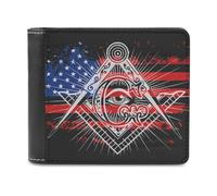 VZXATYOP Monedero Corto Bifold Negro Masónico 3D, Billetero Pequeño Duradero Ligero Vintage, Cartera para Crédito Tarjetas de Crédito Dinero Suelto (Color : A6, Size : 12x10cm)